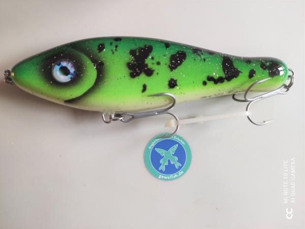 Gewefish Baits 15cm, Sinkend, green black Glitter